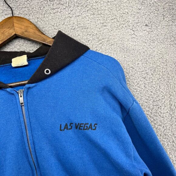 Vintage Las Vegas Sweatshirt Mens Extra Large Blue Black Zip Hoodie Spellout 90s - Picture 7 of 16